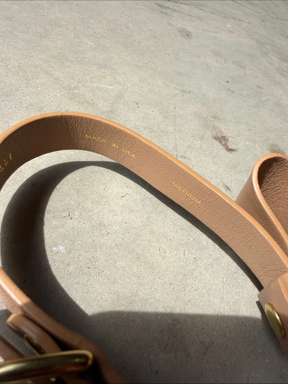 Tan Leather Bow Dog Collar with Gold Hardware - Designer Style